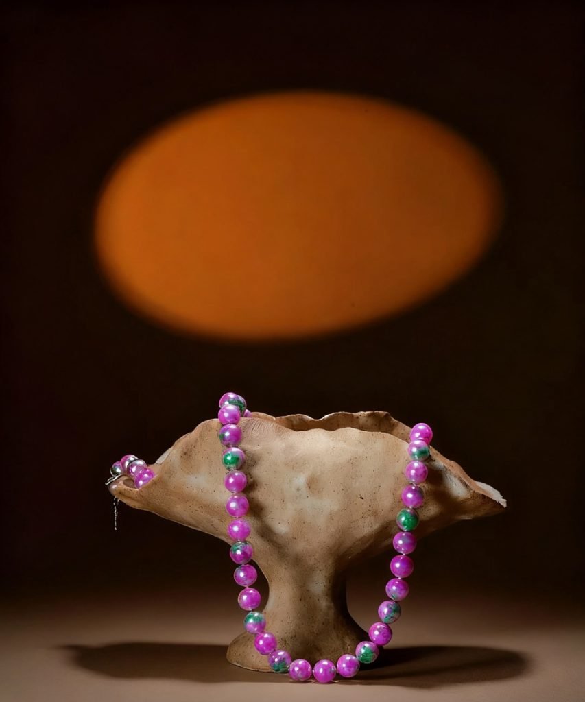 Cyan-Purple Bead Necklace