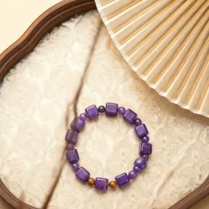 Square Bead Bracelet in Deep Purple