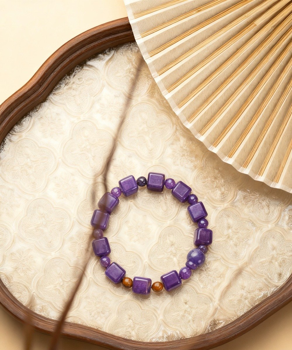 Square bead bracelet in deep purple